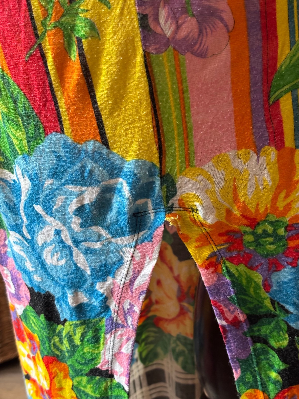 Versus Versace Floral Cotton Stretchy Dress Vintage 90′ Size 42 .