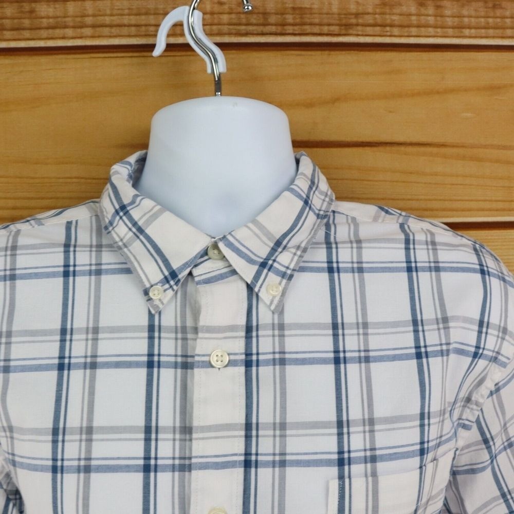 Sonoma Goods For Life Shirt Button Down Collar Size XL White Blue Gray Plaid