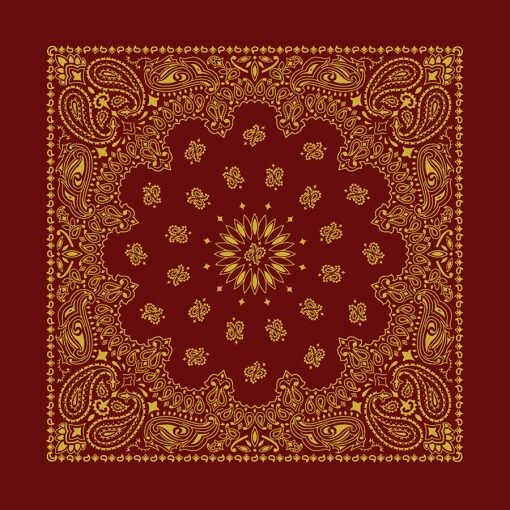 Carolina Creative Bandanna (Burgundy/Gold) Metallic Paisley 22″ x 22″ Hav-A-Hank