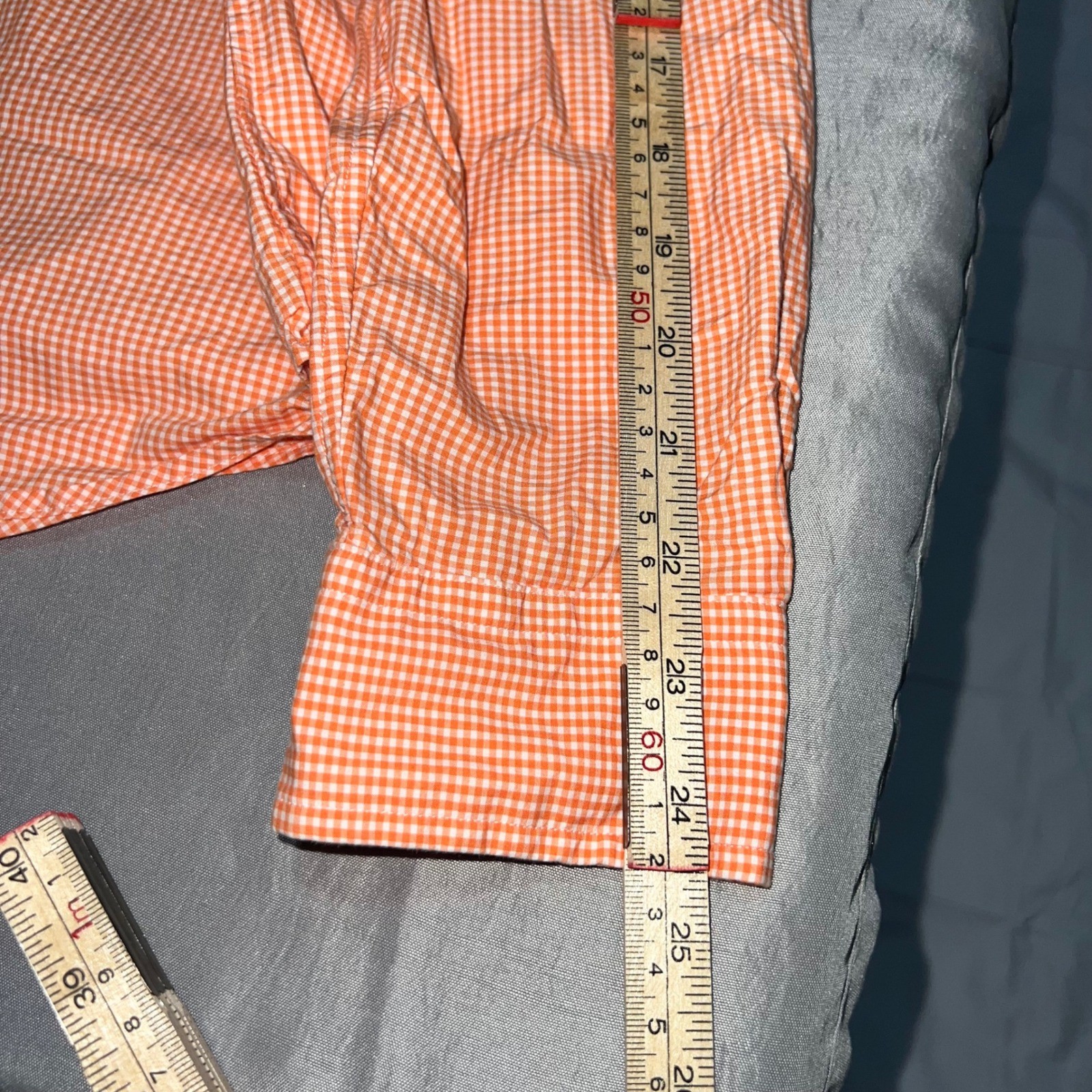 Ralph Lauren Mens Gingham Button Down Shirt Orange White Cotton Small RN41381