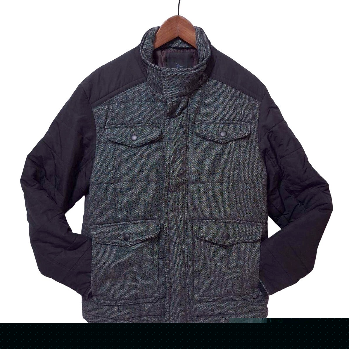 Marc Anthony Wool Quilted Field Jacket Coat Mens S Ribbed Cuff Full Zip Snap