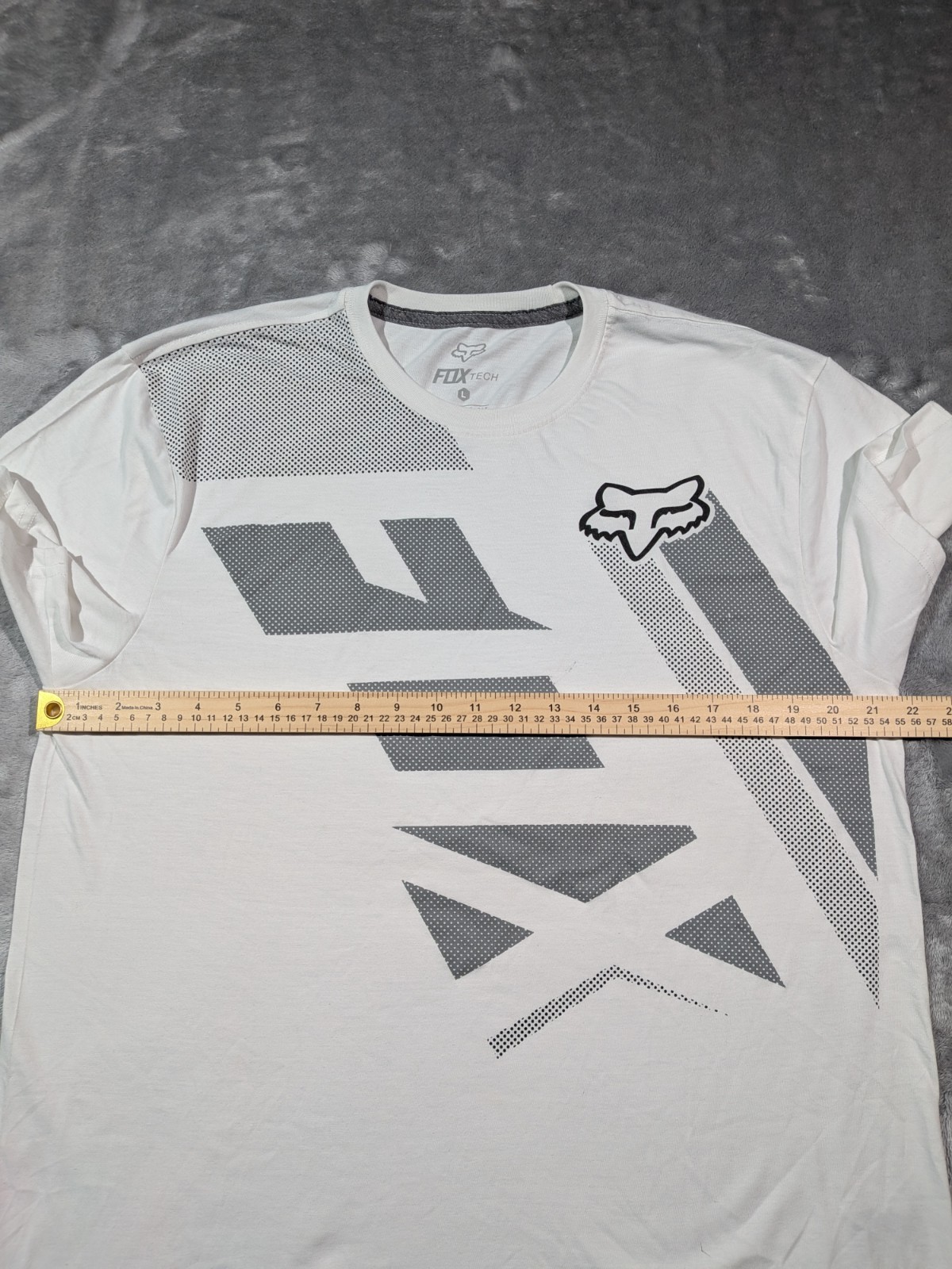 Fox FOX TECH Men’s White Graphic Logo T-Shirt Crew Neck Breathable Motocross L