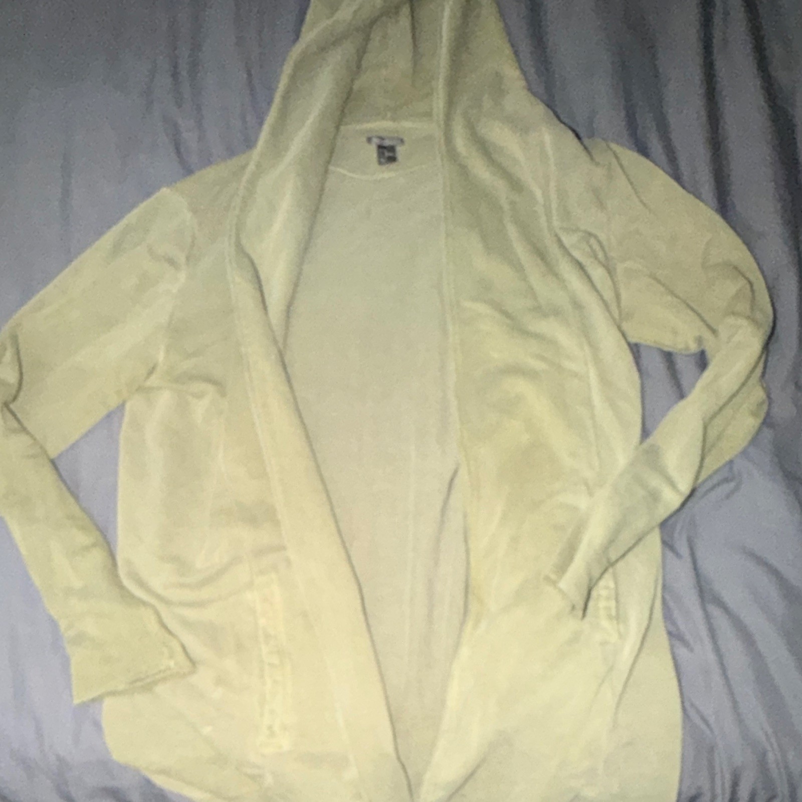Divided Women’s Green Knit Cardigan Hoodie Open Front Hooded Pockets XL