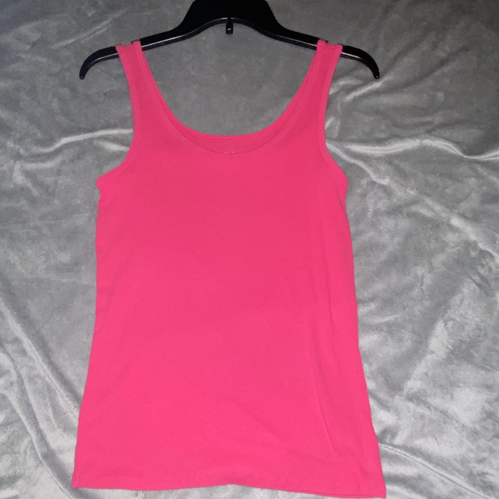 Time and Tru Pink Scoop Neck Sleeveless Cotton Knit Tank Top, Women’s L 12-14