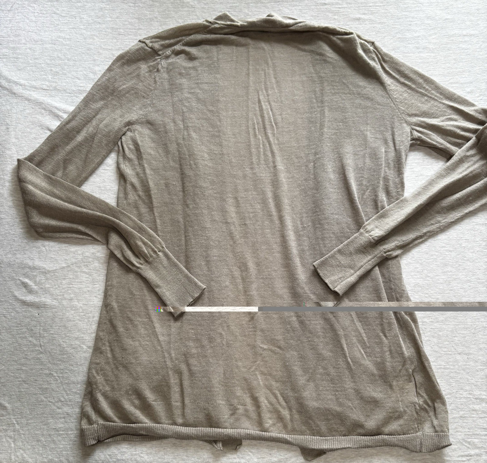 LOFT Sheer Ramie Blend Open Front Cardigan Beige Taupe Size Small