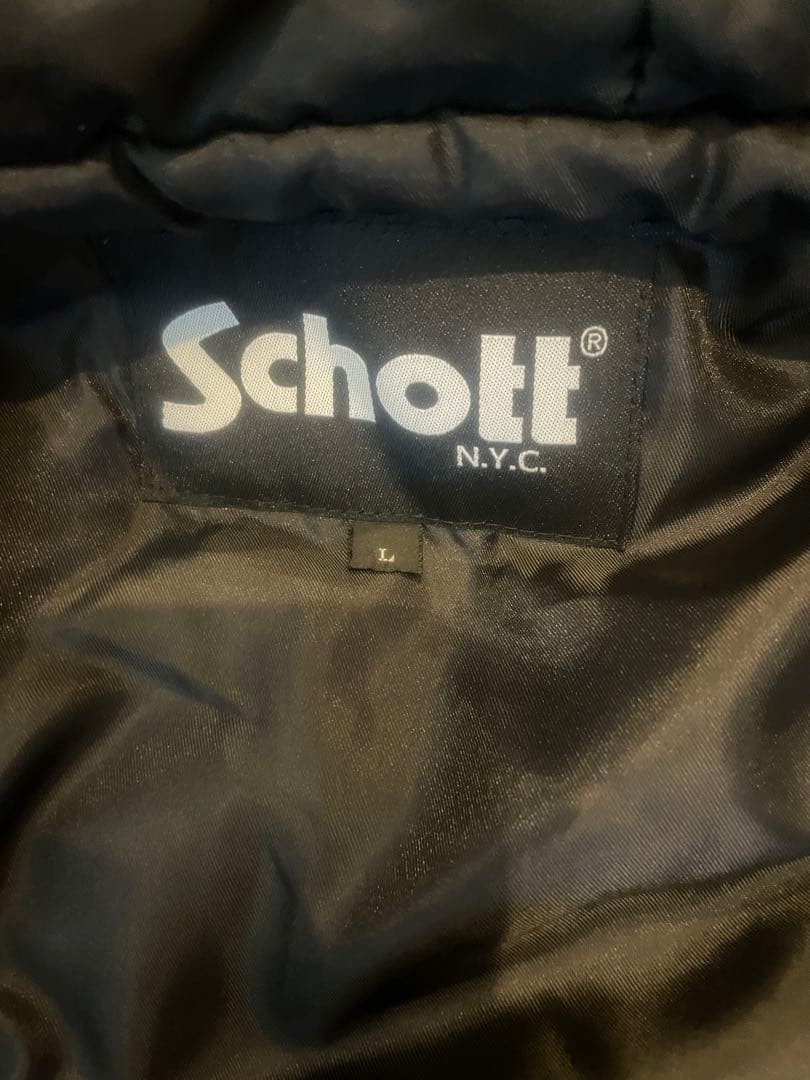 Schott Hoodie Down Jacket Blouson Men Size L Orange With reflector Genuine