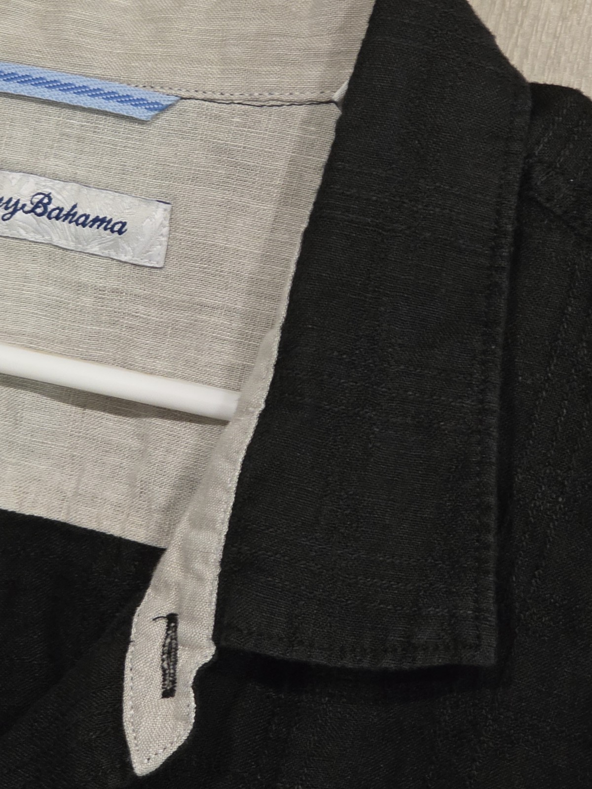TOMMY BAHAMA Button Front Shirt Men’s 2XLB Black 100% Linen Long Sleeve