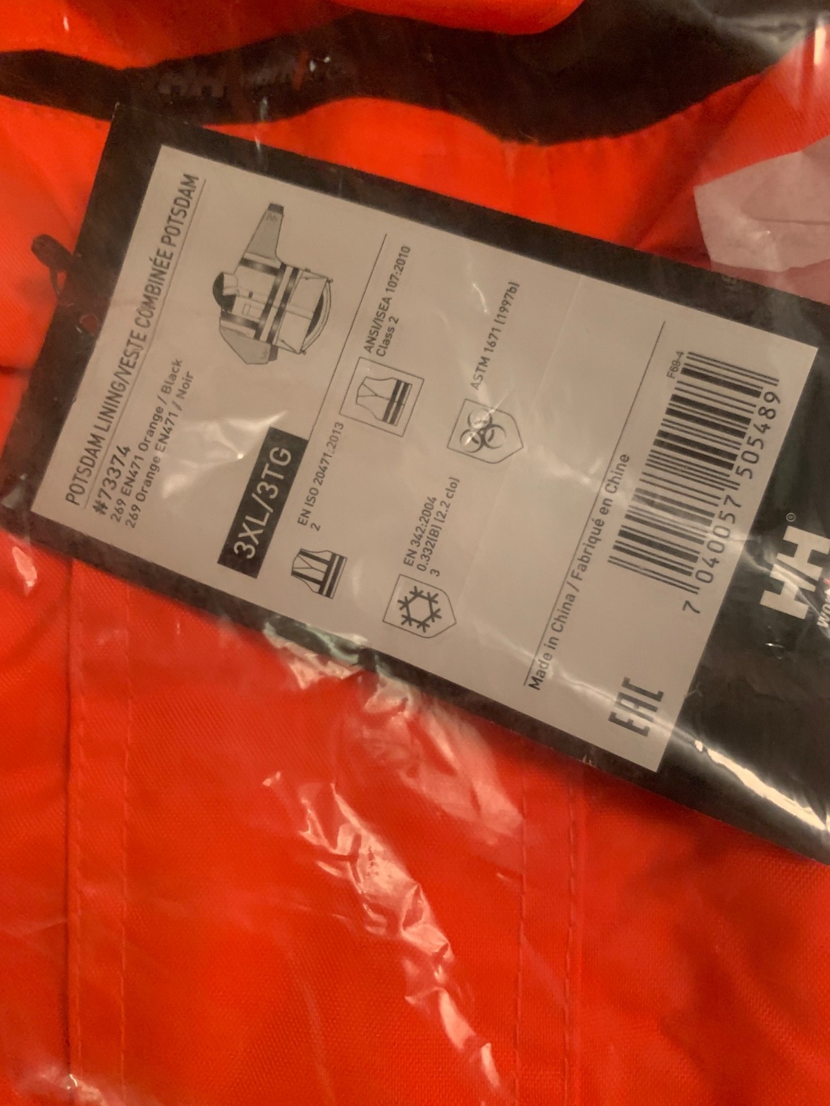 Helly Hansen Men’s Potsdam Lining Orange Hi-Vis Jacket – 3XL, 73374-269