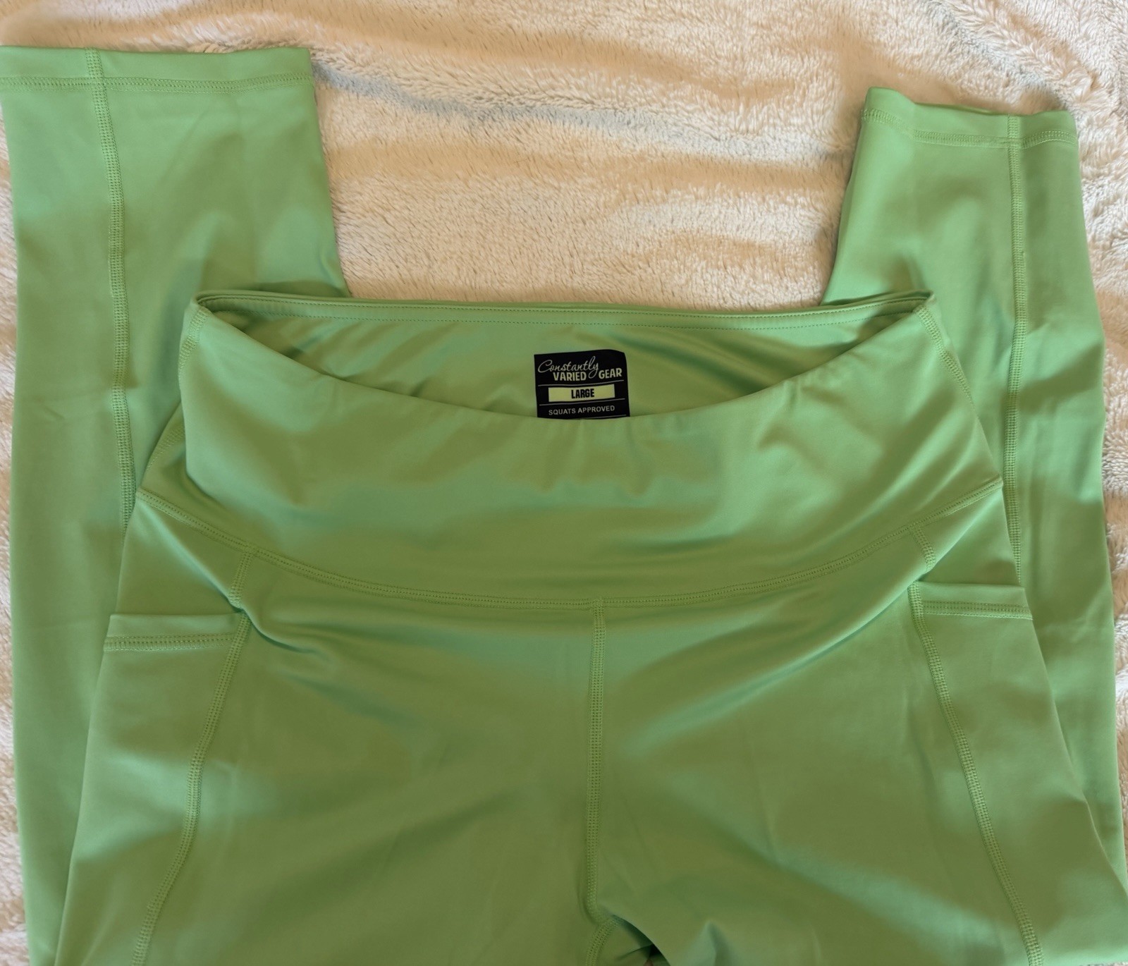 NEW CVG Constantly Varied Gear LARGE Capris Leggings Cute Summer Lime Neon Green