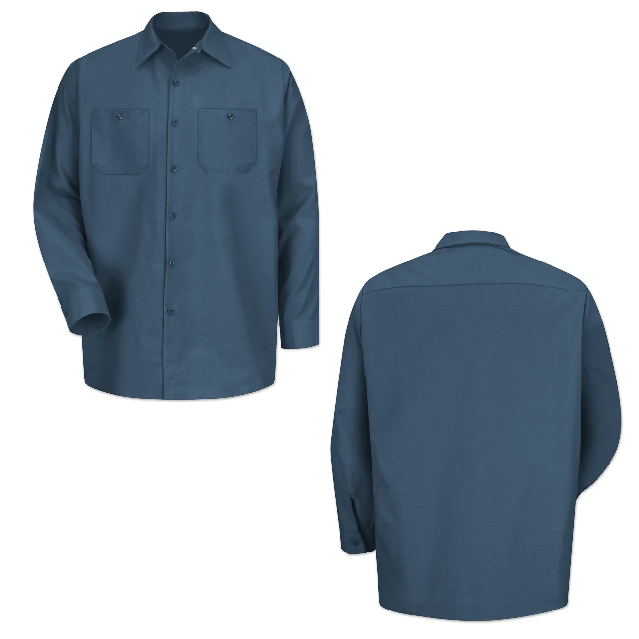 Red Kap Work Shirt Solid Color 2 Pocket Men’s Industrial Uniform Long Sleeve