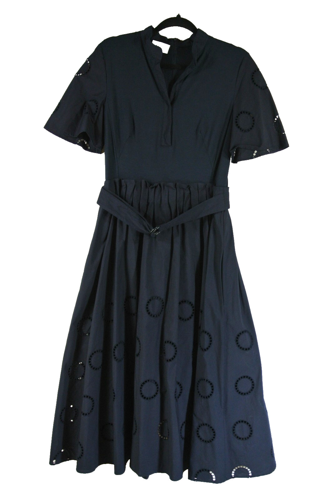 NEW, Akris Punto Stand Collar Midi Dress in Navy Sz 10 #DD35