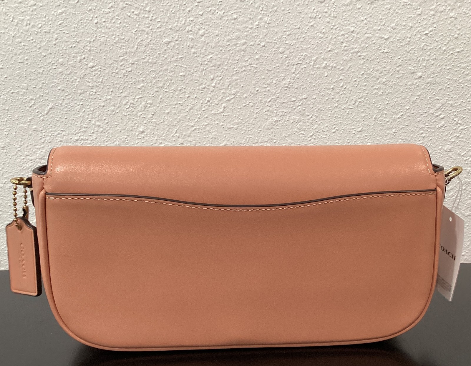 Coach Brook Flap Chain Bag 9.75″ x 4.75″ x 2.25″ CAN90 2 Straps Leather Peach