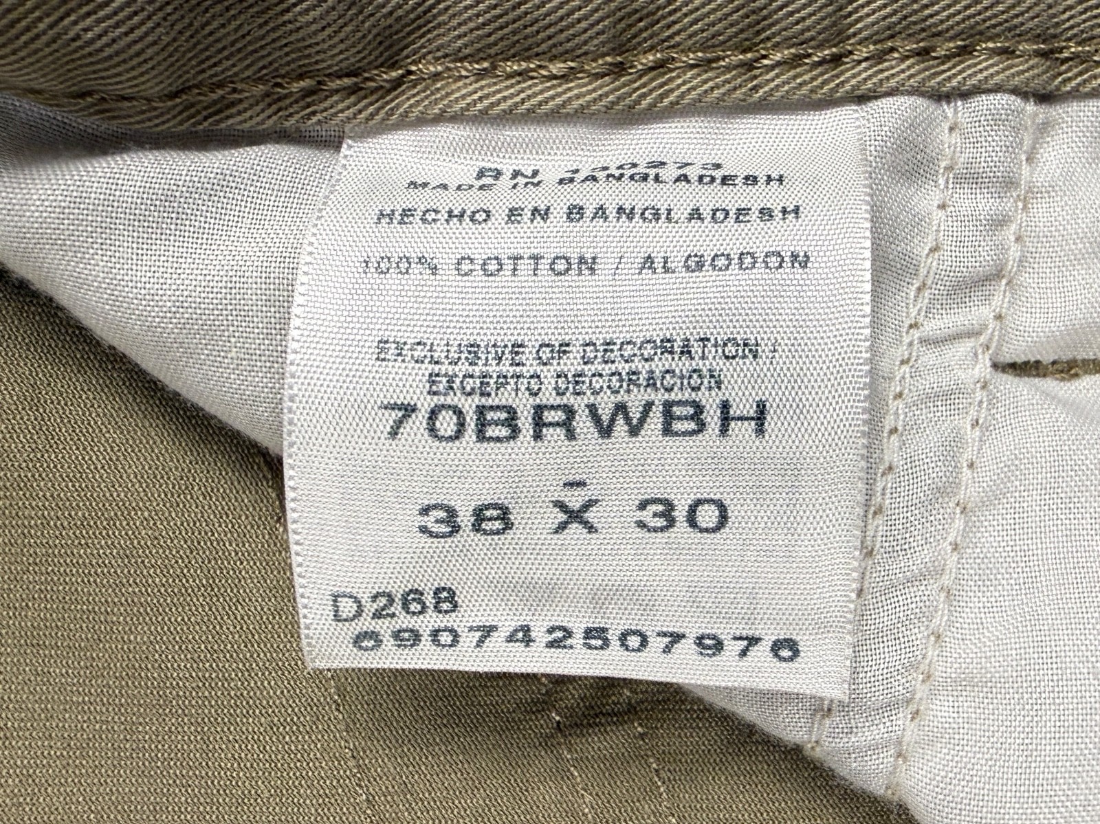 Men’s Wrangler Khaki Cargo Jeans 38×30 #1085