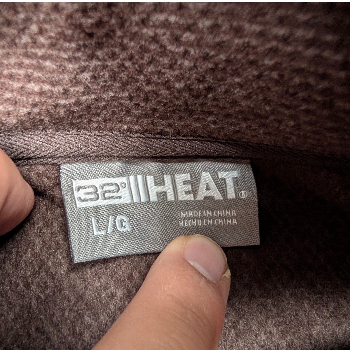 32 Degrees Heat Men’s Full Zip Jacket L Dark Oak Textured Fleece