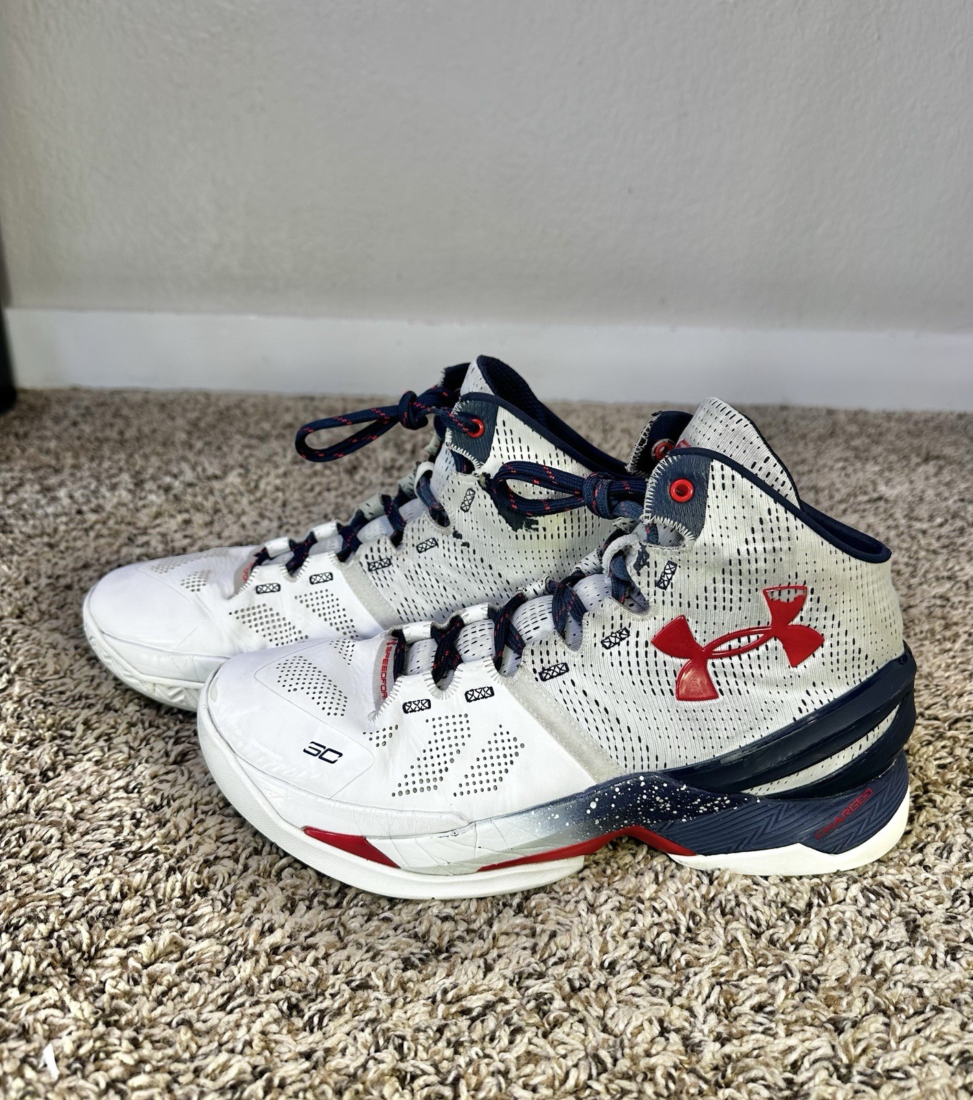 Under Armour Curry 2 USA Olympic Basketball White 1259007-105 Men’s Size 8.5