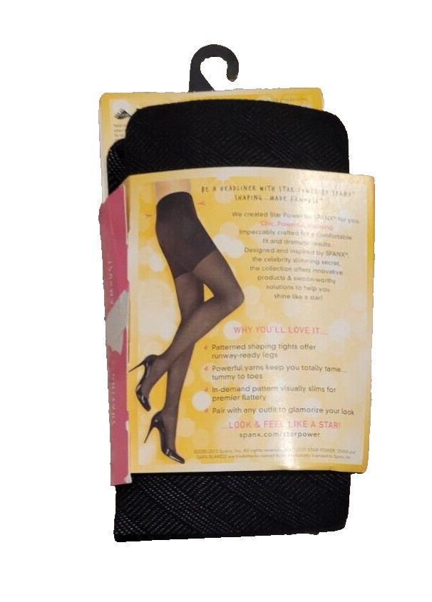 NEW Star Power by Spanx Center Stage Two Way Diagonal Patterned Tights Size B