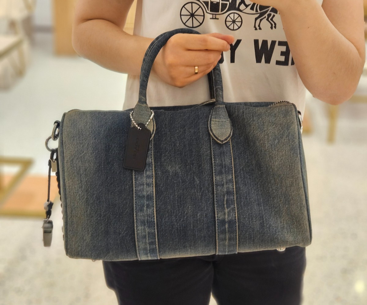 NWT COACH Compass Bag 35 In Regenerative Cotton Denim With Charms CDU95