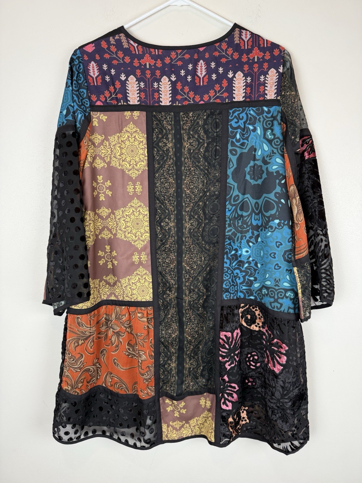 Soft Surroundings Adassa Tunic Top Sequin Velvet Multi Print Bohemian Sz Small