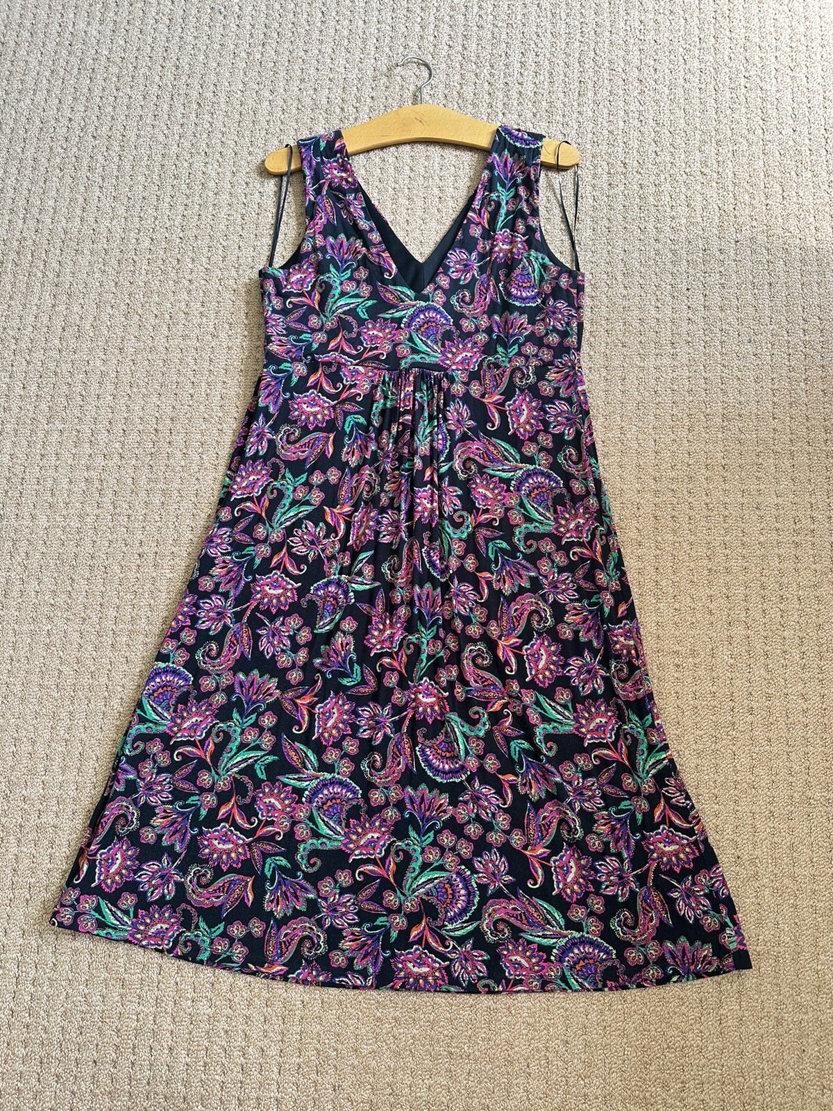 East Paisley Print Front Knot Dress Uk 14