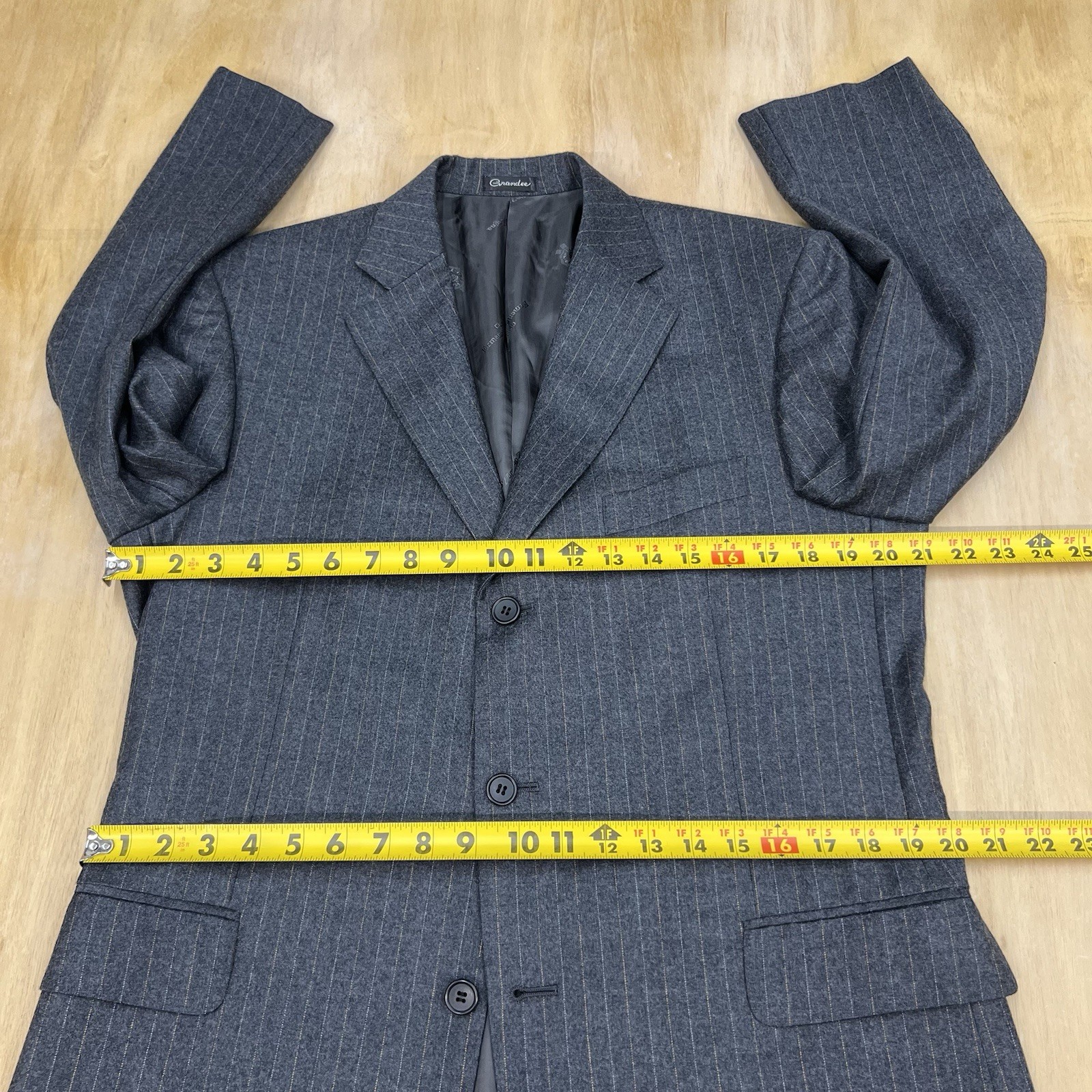 Custom Ermenegildo Zegna Suit 40S Short Cuffed Pleated 32×30 Gray/Orange Flannel