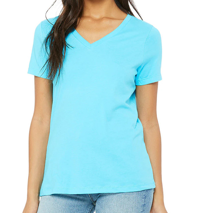 Bella + Canvas V-Neck Women Short Sleeve Shirt. (MEDIUM)