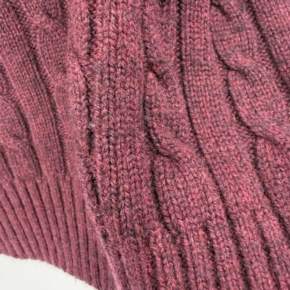 LL Bean Sweater Mens Large red Lambswool Cable Knit Grandpa Old Money Outdoor