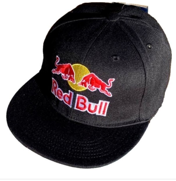 R – Black Flat Brim Twill Snapback Cap. 3 Logos. Racing. F1. MotoGP. Supercross.