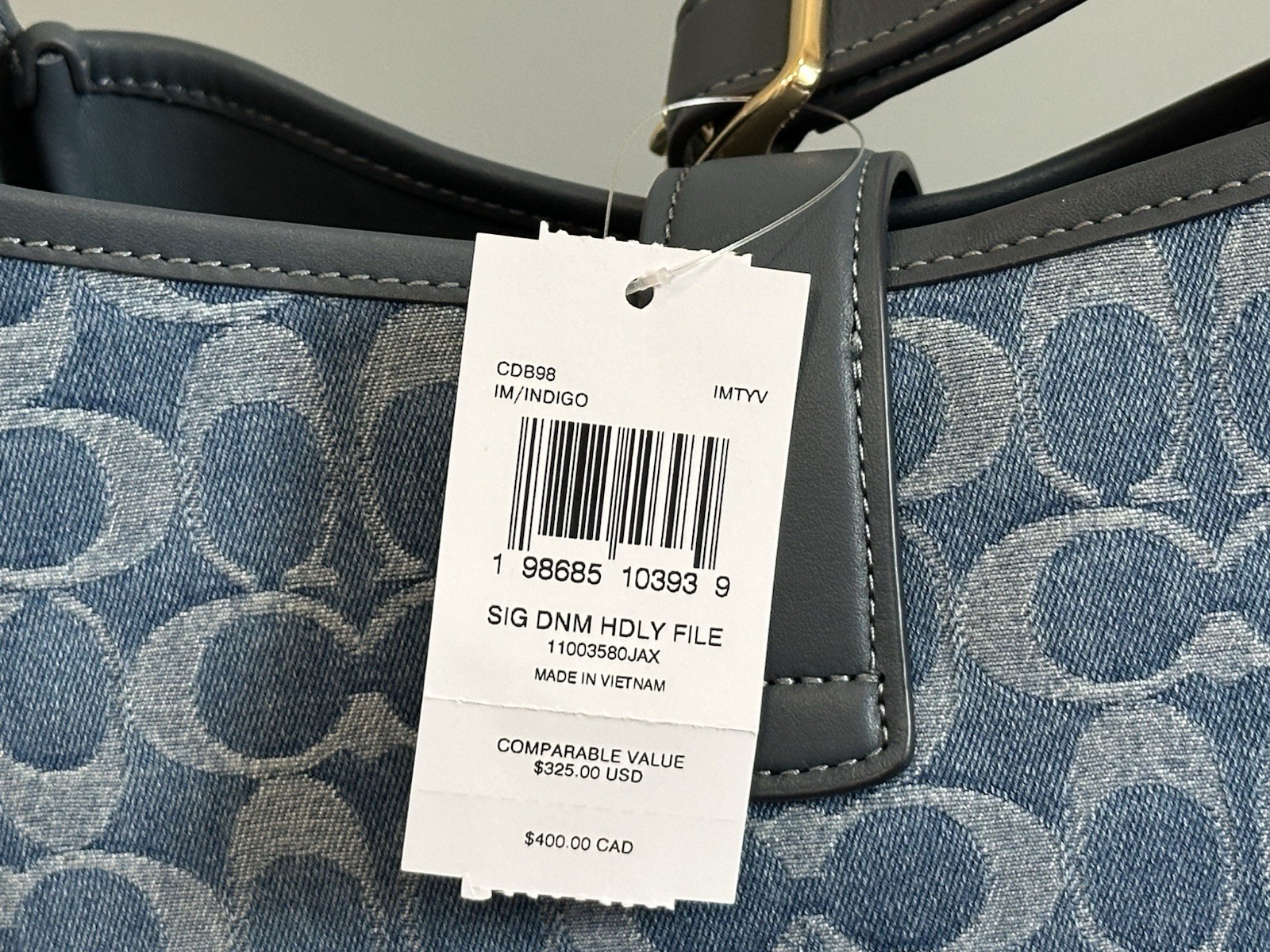 COACH Hadley Convertible Crossbody Shoulder Bag Signature Denim CDB98 Indigo NWT