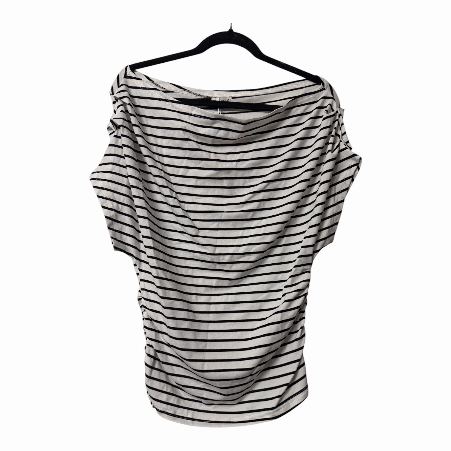NWT Cupshe Black White Striped Boat Neck Top Small