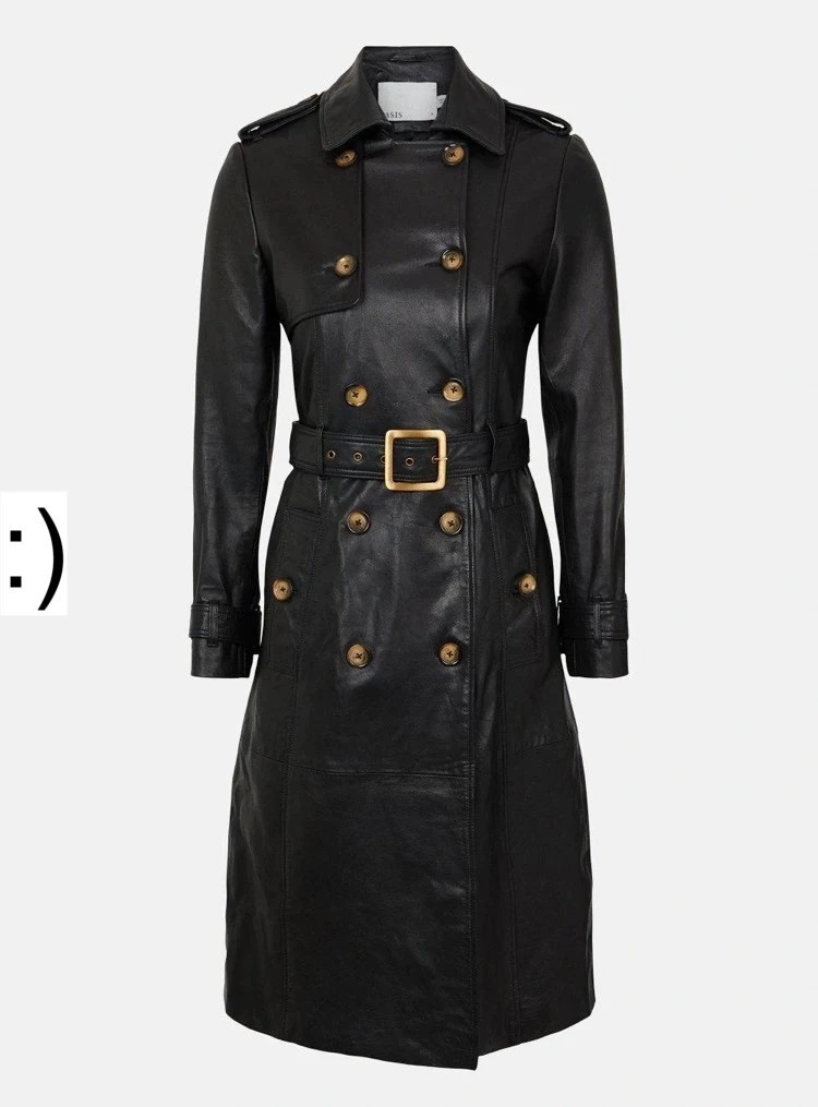 Oasis chocolate brown knee length leather trench coat £349