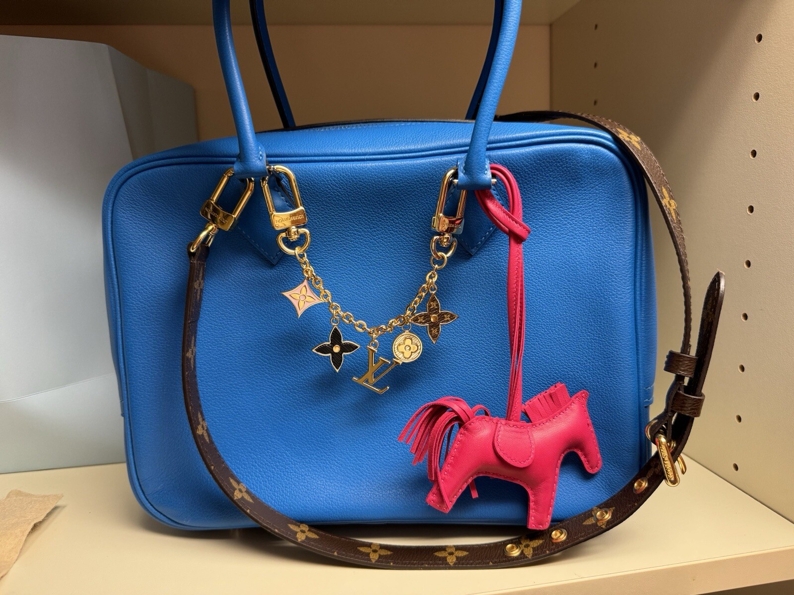 HERMES Kelly Strap Pink Red PLUME 28 Blu LEATHER PALLADIUM Purse NEW HandBag Bag