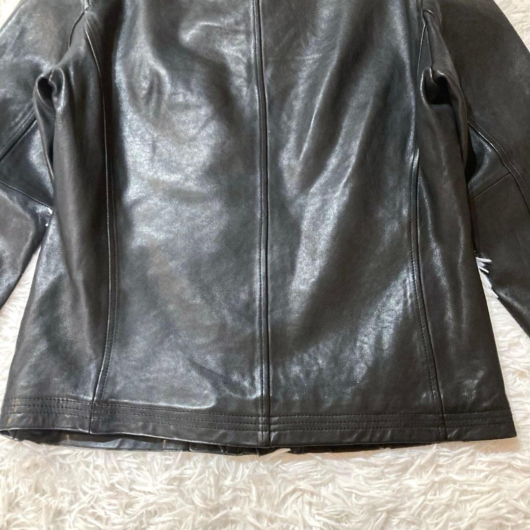 AVIREX Lamb Leather Hooded Jacket Blouson Coat Men Size M Black Genuine