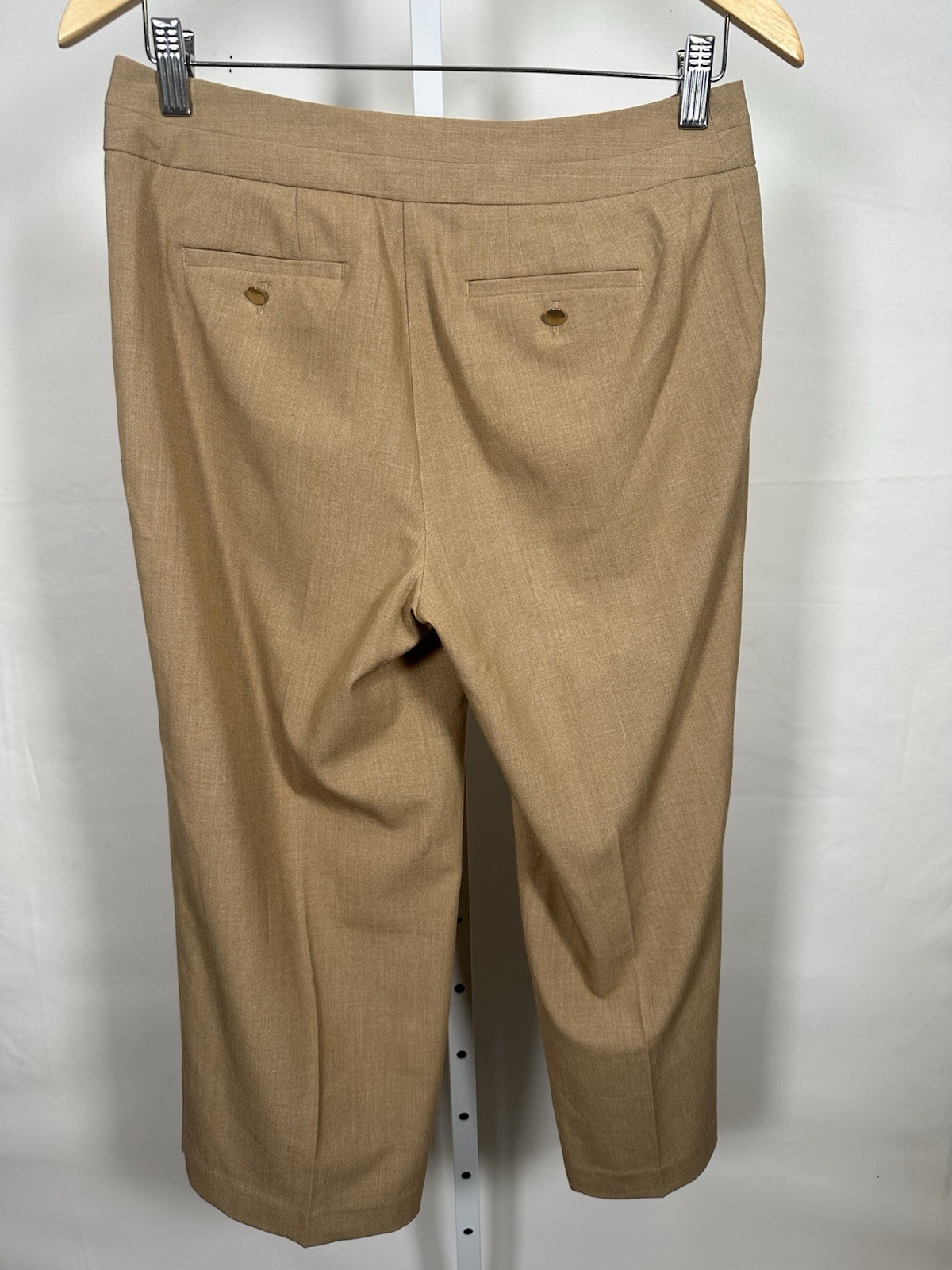 Worthington Women’s Tan Twill Capri Pants Slim Straight Leg Stretch Mid Rise