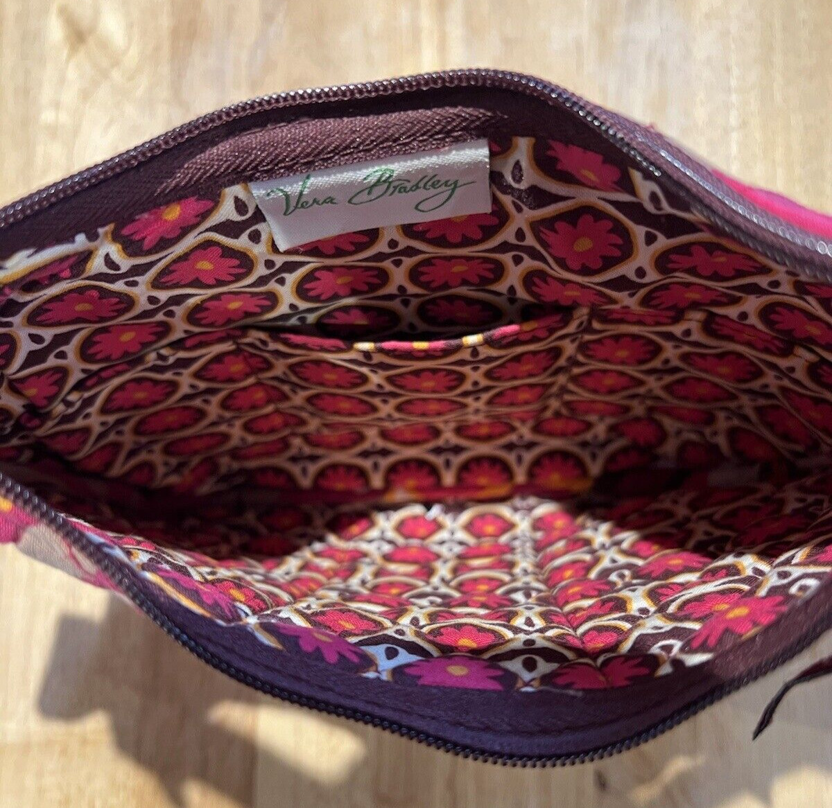 Vera Bradley Fuchsia Orange Tan Over The Shoulder Olivia Carnaby Purse Ret. 2009