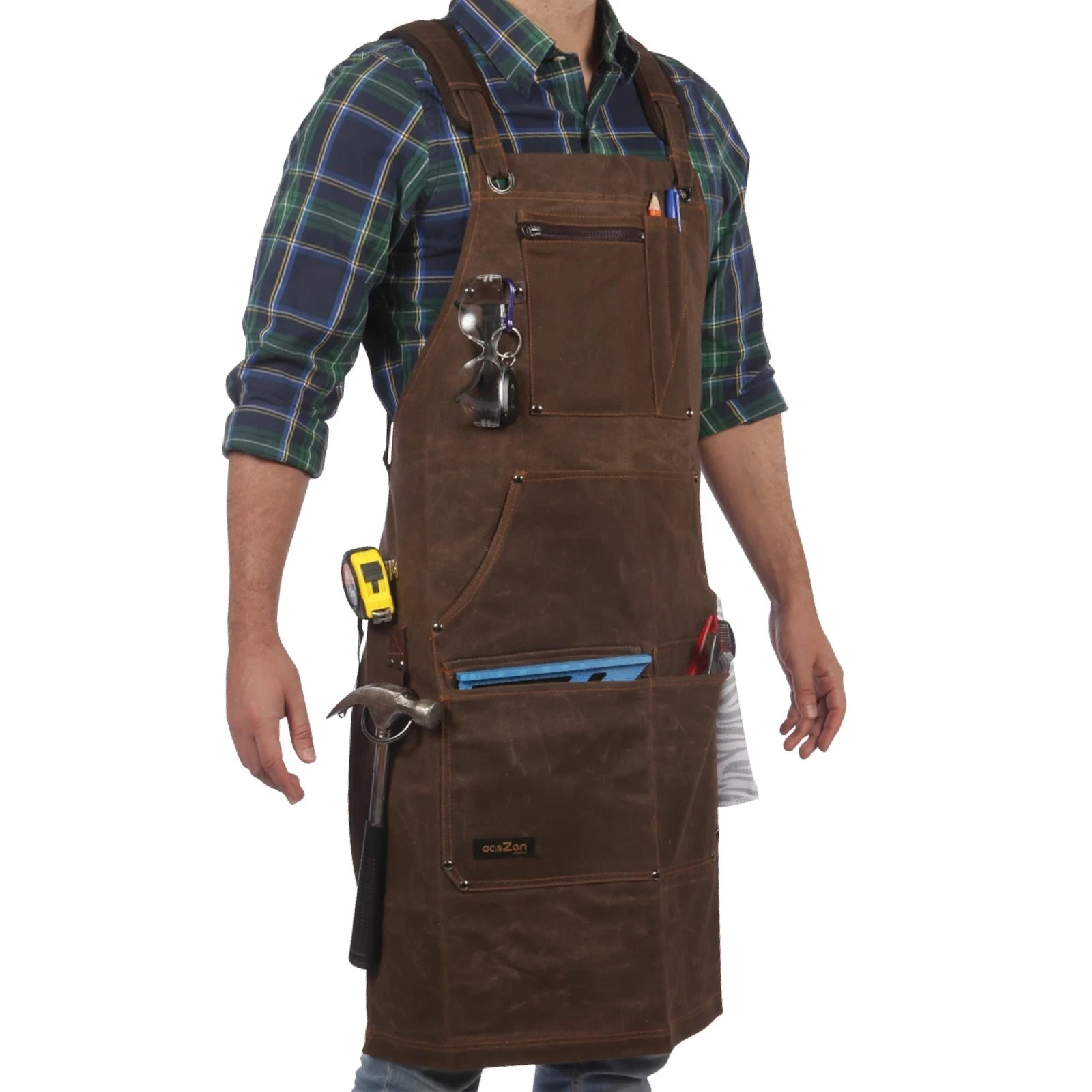 16oz Waxed Canvas Work Apron with Tape Holder – 27 x 34 inches Shop Ap