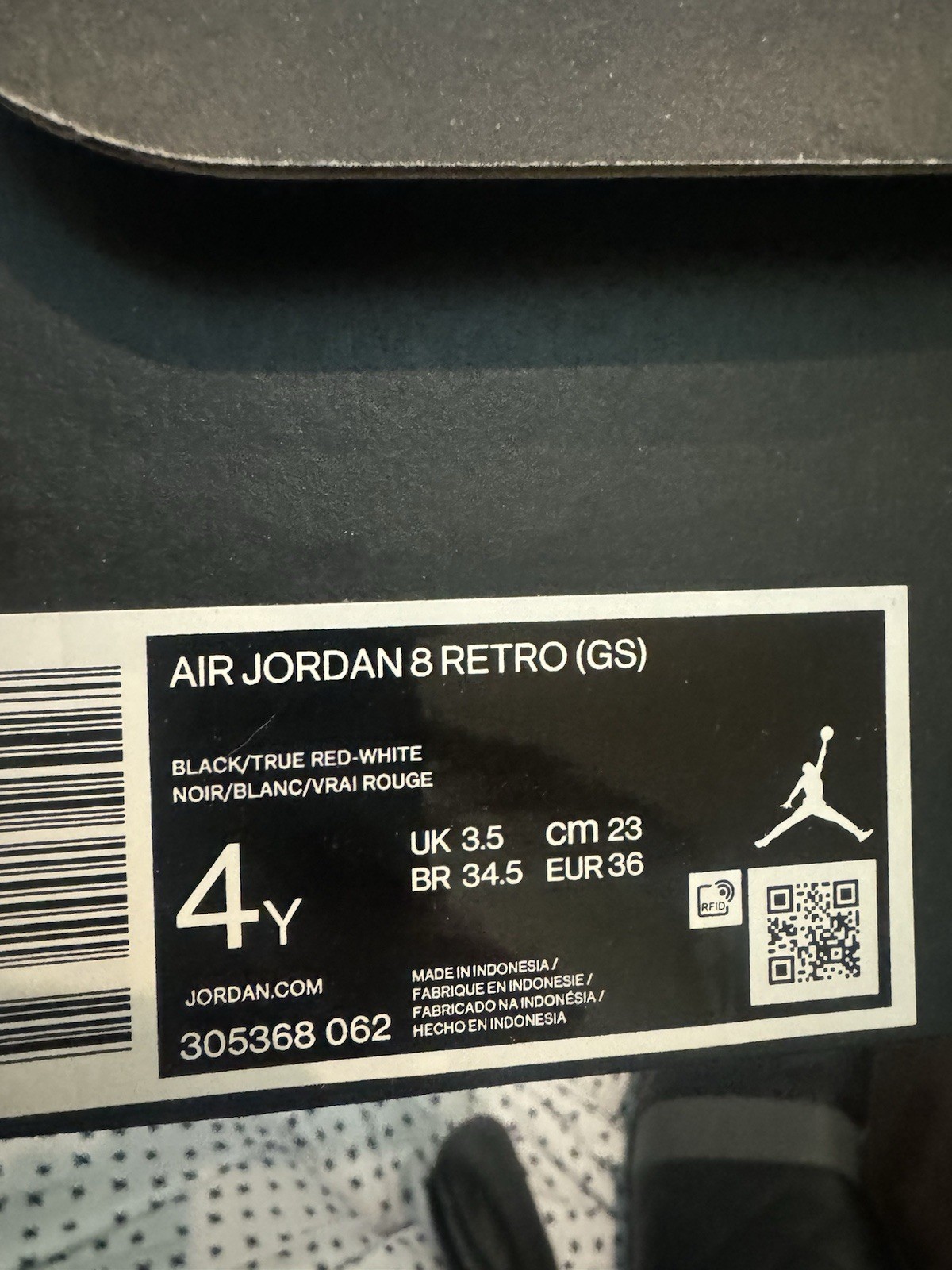 Jordan Air Jordan 8 Retro (GS) Black/True Red/White 4Y (UK 3.5) 305368-062