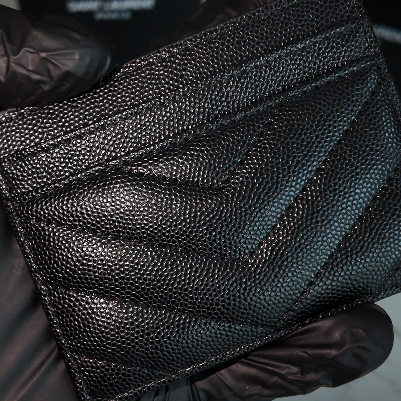 YSL Saint Laurent Cassandre Black Quilted Leather CardHolder ORIGINAL BOX