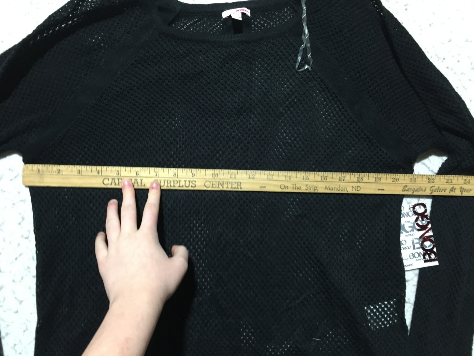 NEW Bongo Mesh Raglan Sweater Womens XL Black Crew Neck Long Sleeve Open Knit