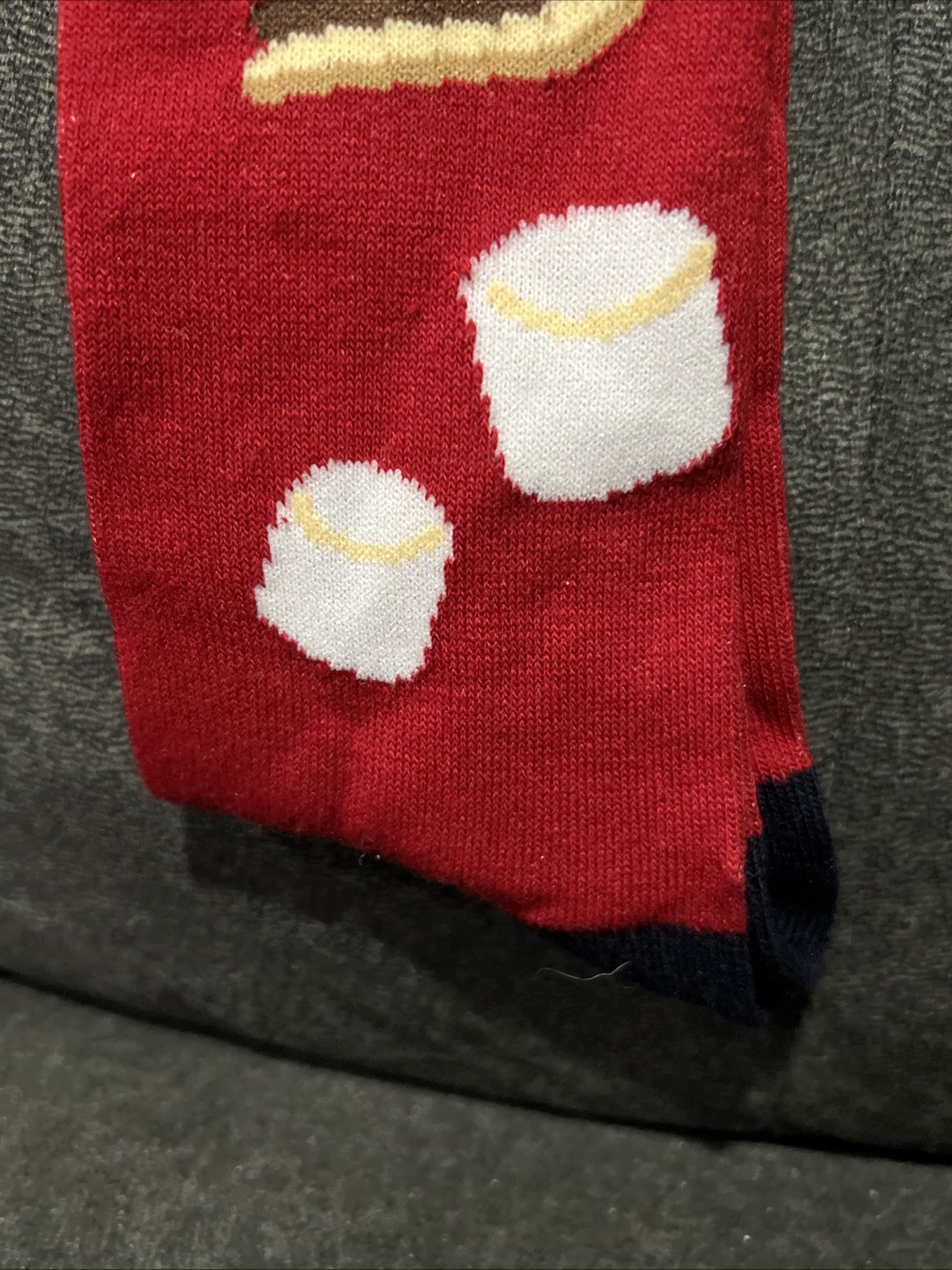 S’More Crew Socks Red Black Mossimo SIze 6-12 Berry Camping Novelty Marshmallow