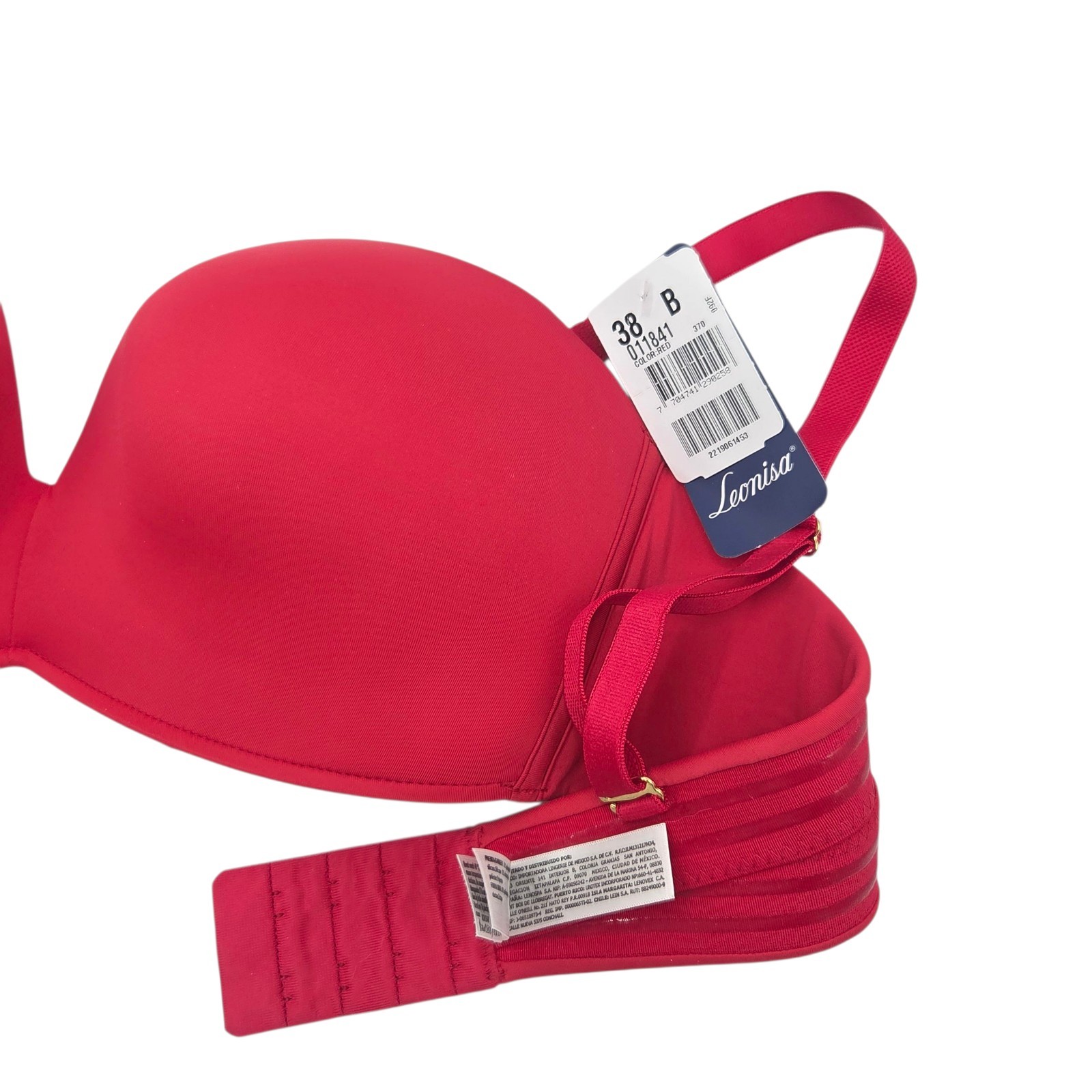 LEONISA Antigravity Wireless Strapless Bra 38B Extreme Plush Up Cherry Red NEW