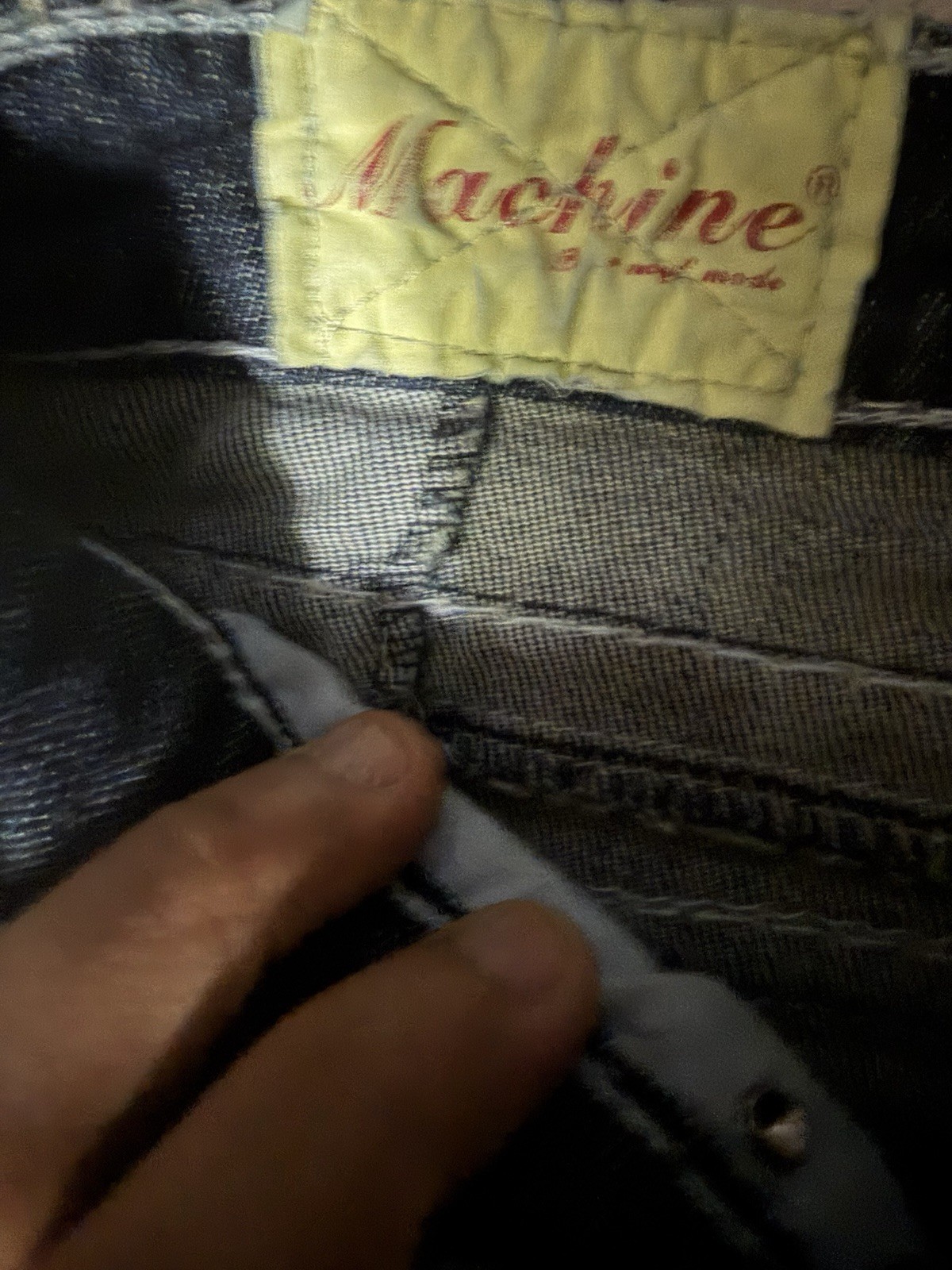 Machine Y2K Distressed Cross Patch Dark Wash Bootcut Jeans