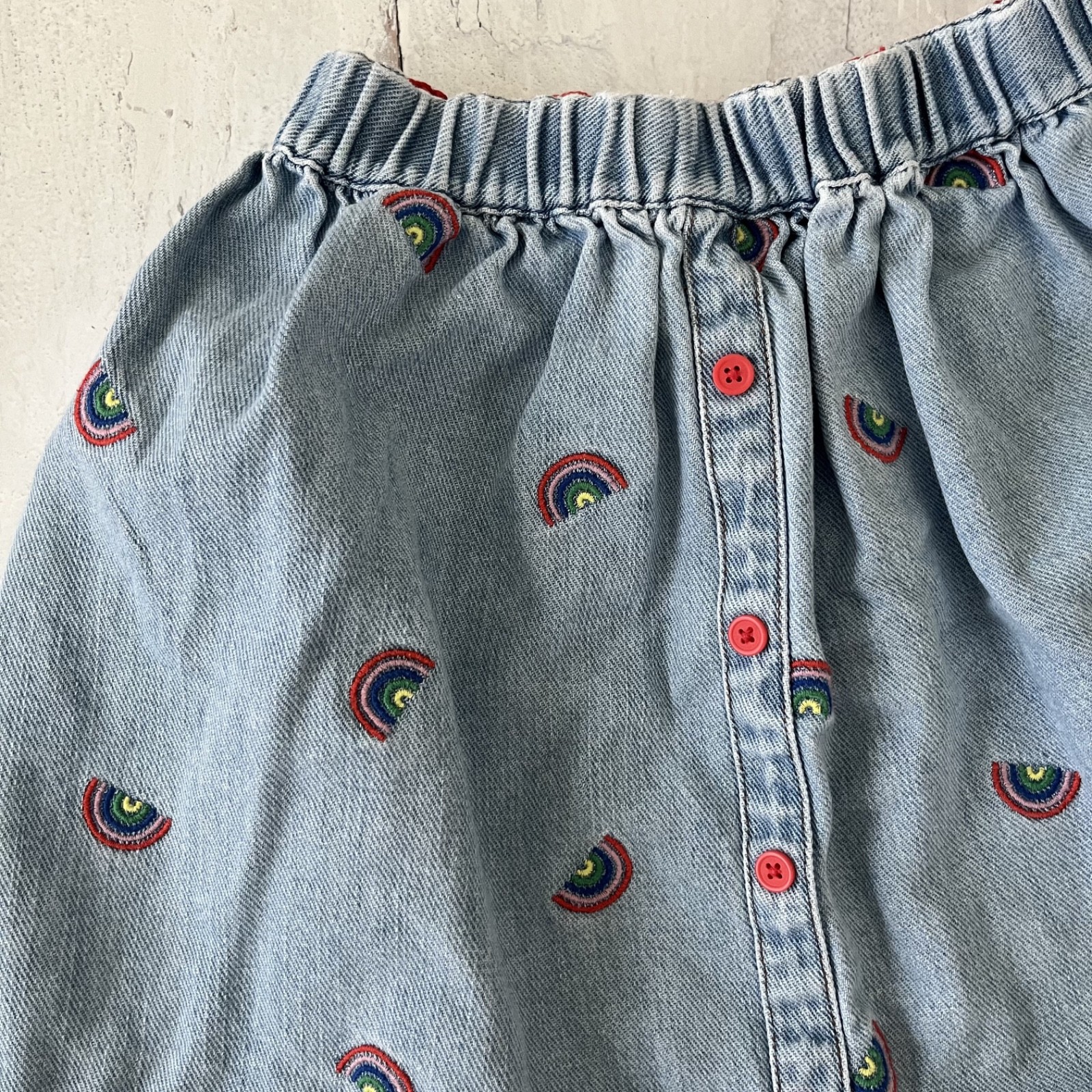 Mini Boden Chambray Embroidered Rainbow Skirt Size 9-10 Years