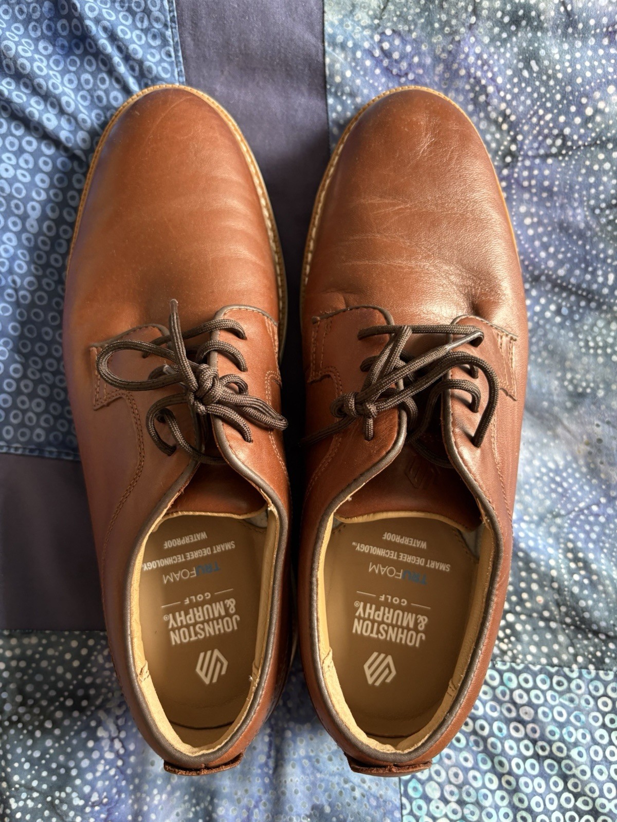 Johnston & Murphy Mens 9.5 Men Brown Leather Lace up Derby Oxford Dress Shoes