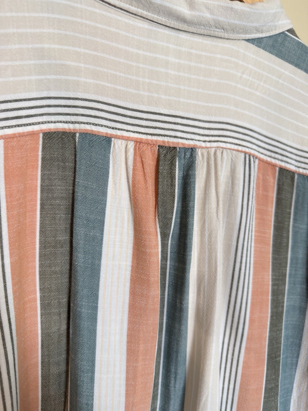 Sonoma Multicolor Striped Collared Button-Up Short Sleeve Blouse Top PM
