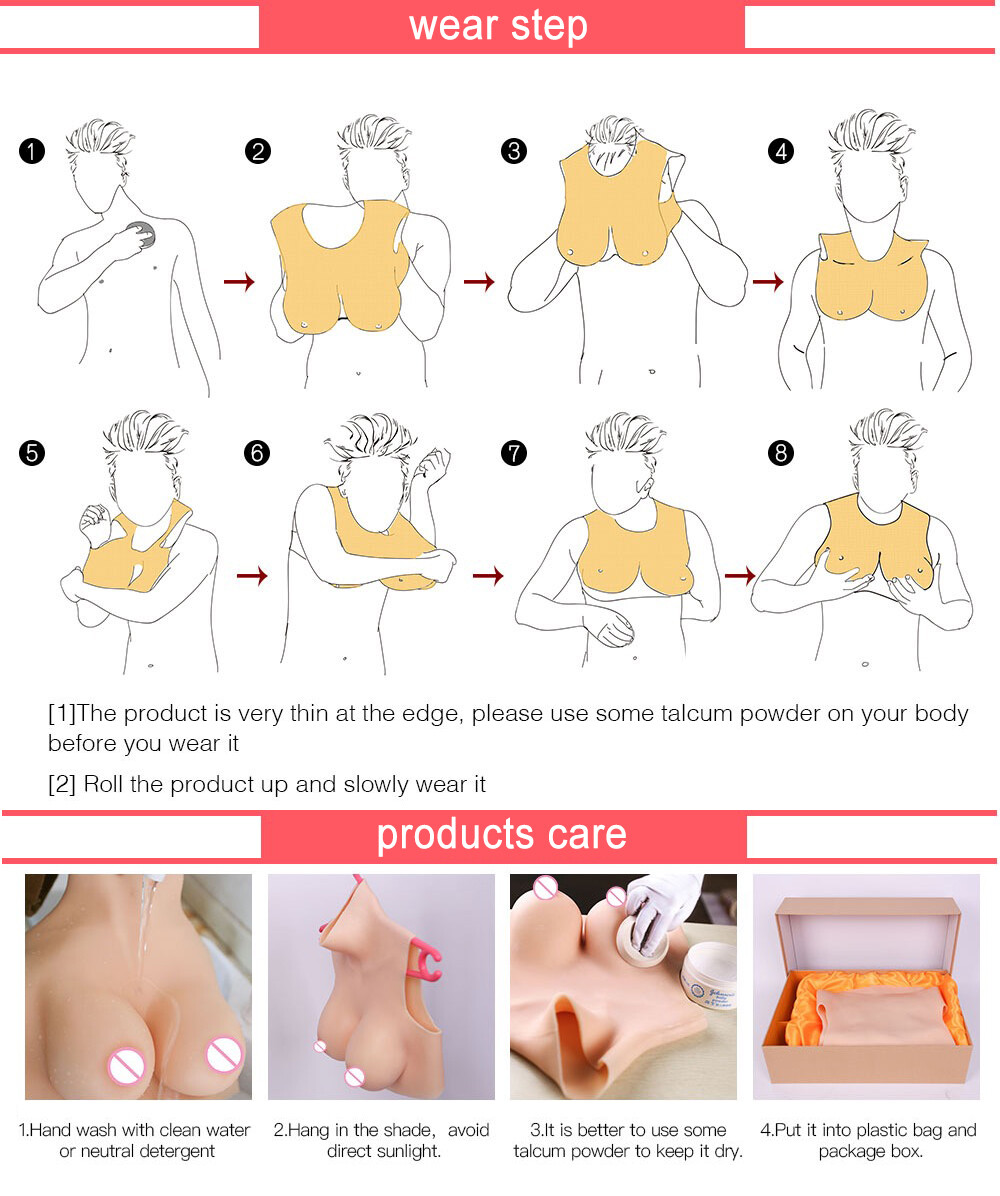 Silicone Crossdresser Breast Forms Breastplates Drag Queen Fake Boobs B-H Cup