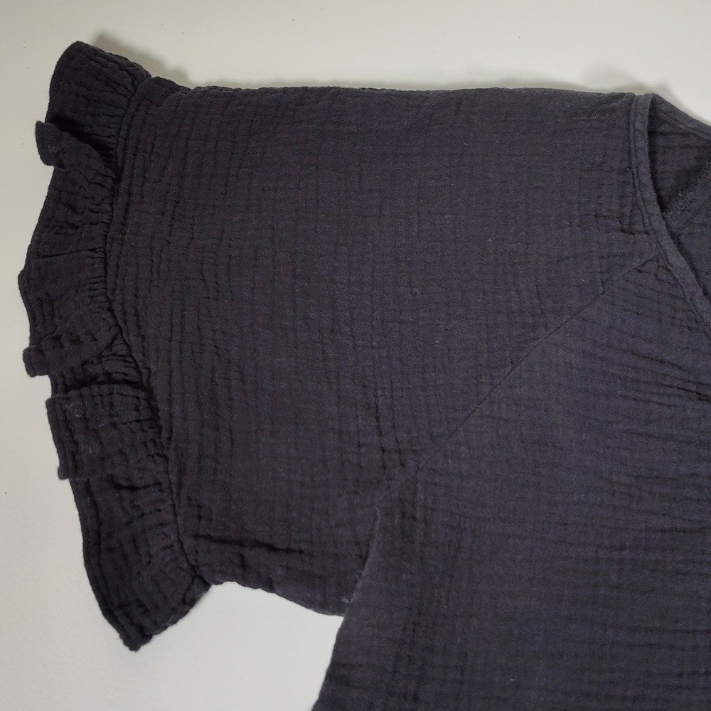Madewell Black Cotton Gauze Ruffle Sleeve V-neck Mini Dress M