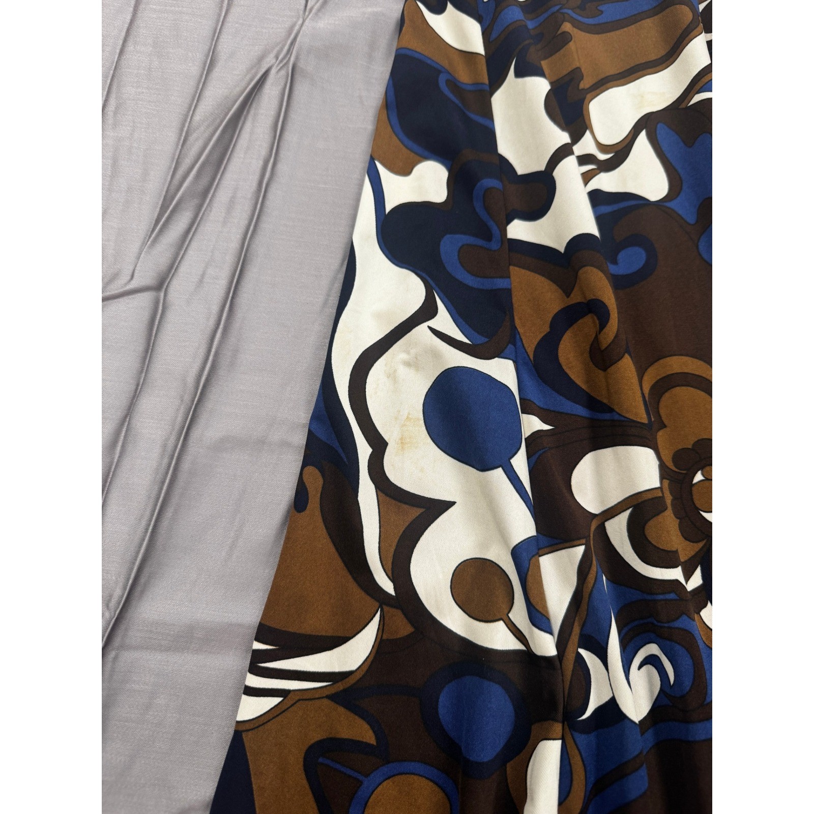 INC International Concepts Brown Blue Floral Halter Handkerchief Maxi Dress L