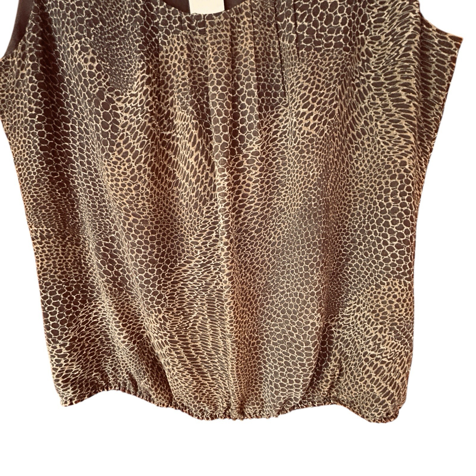 Banana Republic Women’s Sleeveless Blouson Bodice Lined Brown Gold Tank Top XL