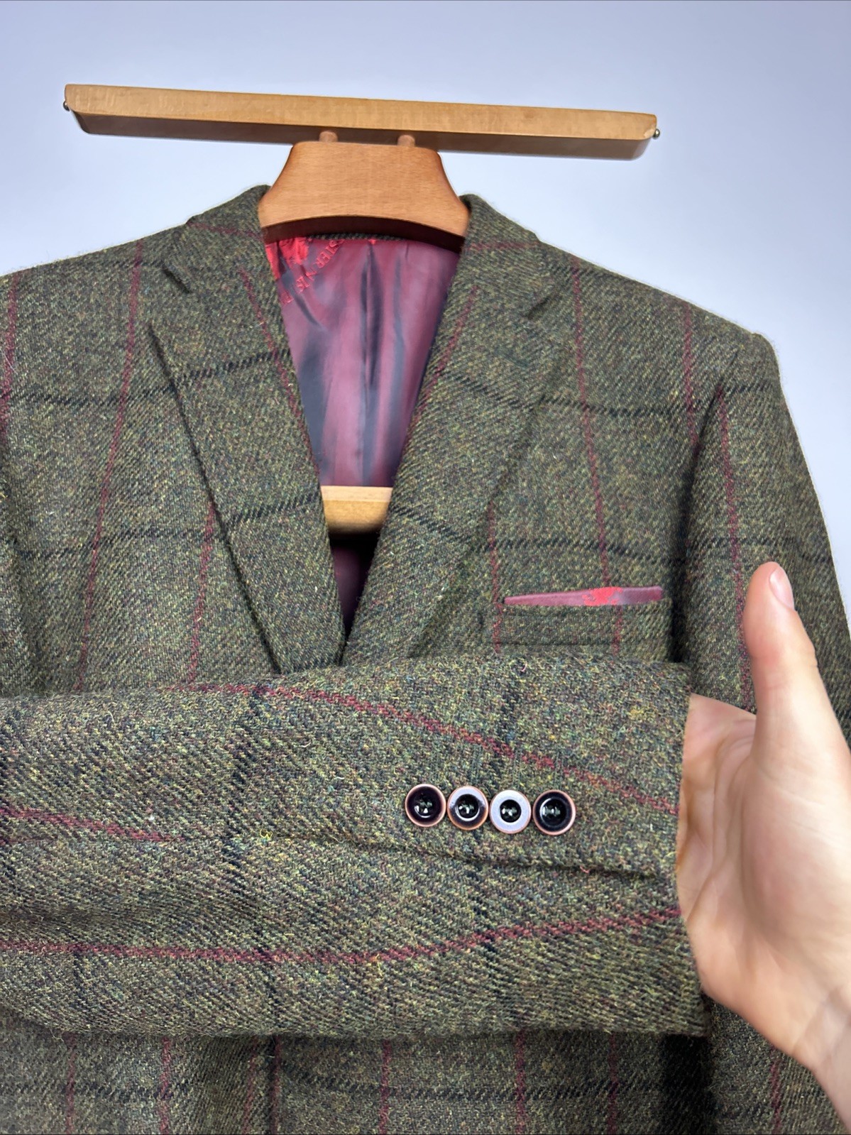 HARRIS TWEED (46R) Mens Sport Coat Jacket ‘Western Isles’ Windowpane Herringbone