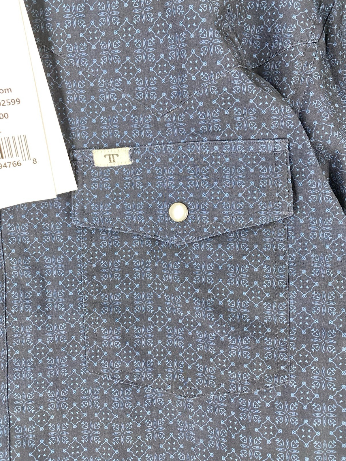 Ferrell Shirt Men’s Large Blue Collin Soft Stretch Western Snap Button NEW $70
